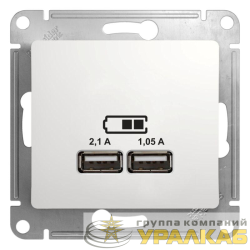 Розетка USB 2-м СП Glossa тип A+A 5В/2.1А 2х5В/1.05А механизм бел. SE 