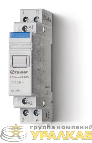 Контактор модульный 2NO 20А AgSnO2 230В AC 17.5мм IP20 FINDER 
