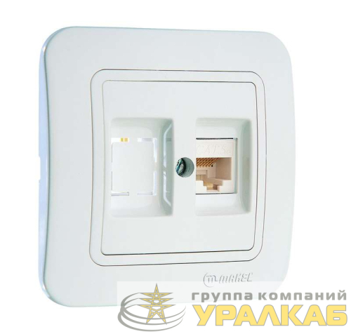 Розетка компьютерная 2-м СП Lillium 16А IP20 кат.5E + гнездо бел./бел. Makel 