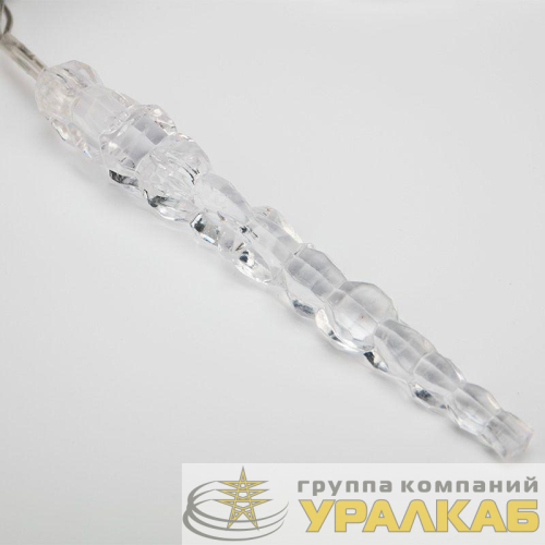 Гирлянда светодиодная "Айсикл" (бахрома) "Сосульки" 1.5х0.25м 10LED бел. 0.51Вт IP20 провод прозр. Neon-Night 