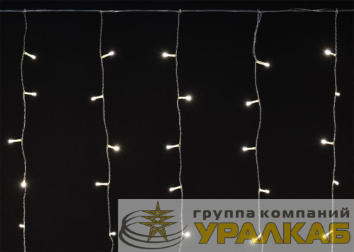 Гирлянда "Занавес" 2х2м 240LED тепл. бел. IP44 провод прозр. 230В транзит IEK 