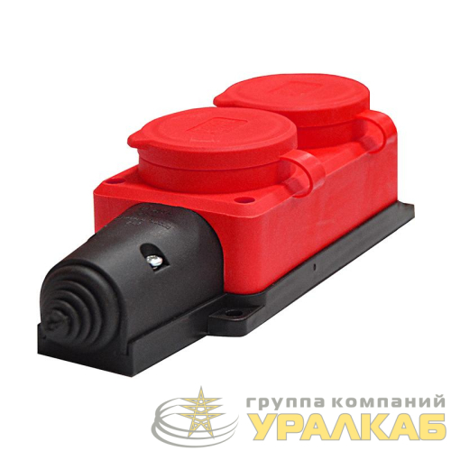 Колодка удлинителя 2-м Компакт 1ф с заглушками каучук красн. UNIVersal 