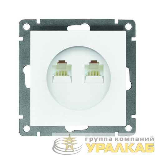 Розетка компьютерная 2-м СП Афина RJ45 кат.5E механизм бел. Universal 