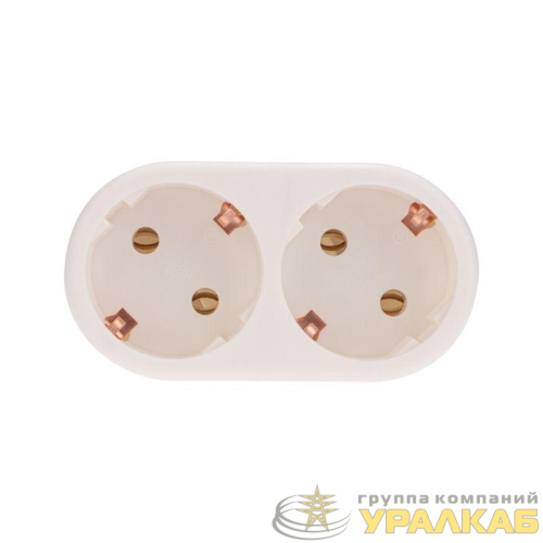 Разветвитель 2-м с заземл. 16А IP20 бел. Rexant 