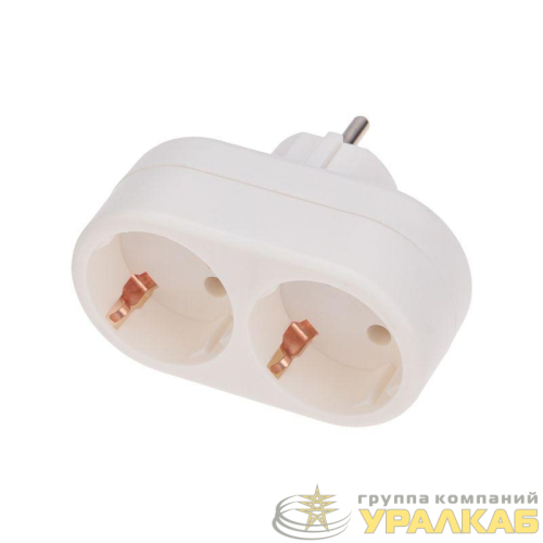 Разветвитель 2-м с заземл. 16А IP20 бел. Rexant 