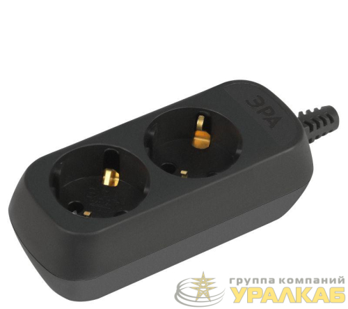 Колодка удлинителя 2-м с заземл. черн. KX-2e-B Эра 