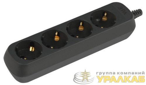 Колодка удлинителя 4-м с заземл. черн. KX-4e-B Эра 