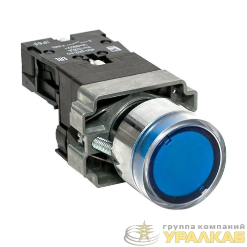 Кнопка BA61 с подсветкой 230В син. NO IP65 PROxima EKF 