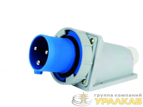 Вилка стационарная 2Р+РЕ 16А 220В IP67 ВС-103 DEKraft 
