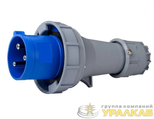 Вилка переносная 2Р+РЕ 63А 220В IP67 ВП-103 DEKraft 
