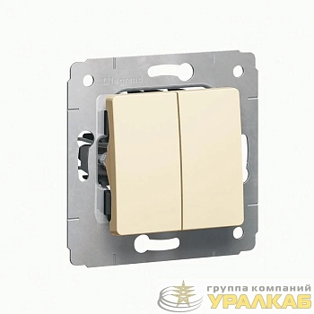 Переключатель проходной 2-кл. СП Cariva 10А IP20 250В механизм сл. кость Leg 