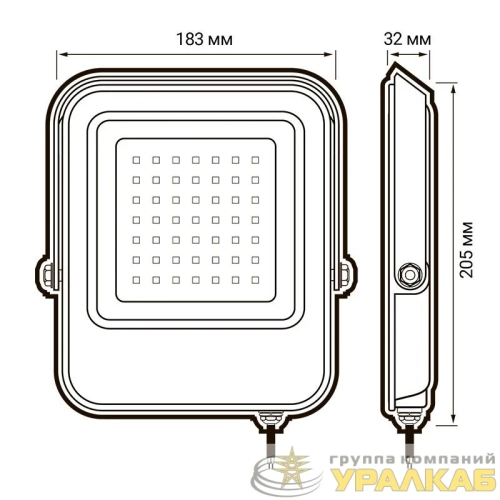 Прожектор светодиодный PFL-V 50Вт 6500К IP65 ДО JazzWay 