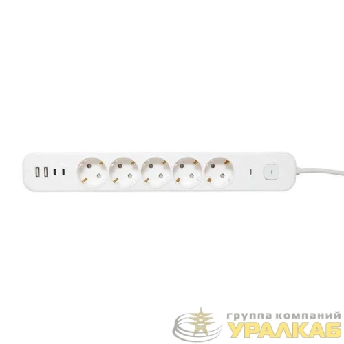 Удлинитель 5х5м IP20 2USB 2.4А+2type-C LUX 1.5кв.мм EKF 
