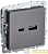 Розетка BRITE USB A+C 18Вт РЮ11-1-БрС механизм сталь IEK 