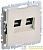 Розетка двойная СП RJ11+RJ45 кат.5E BRITE РК/Т12-БрКр механизм беж. IEK 