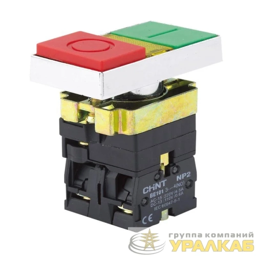 Кнопка двойная NP2-BW8465 1НО+1НЗ AC 230В(LED) IP40 (R) CHINT 