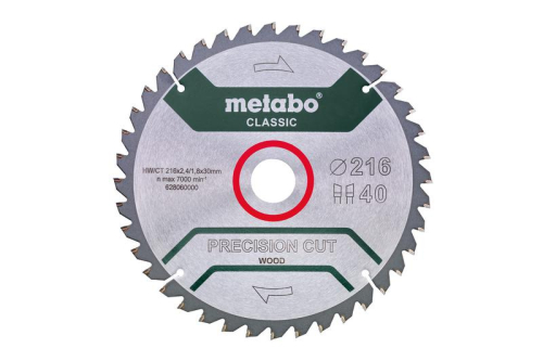Диск пильный 216х30 HM 40WZ 5 отр. для торцовок Metabo 