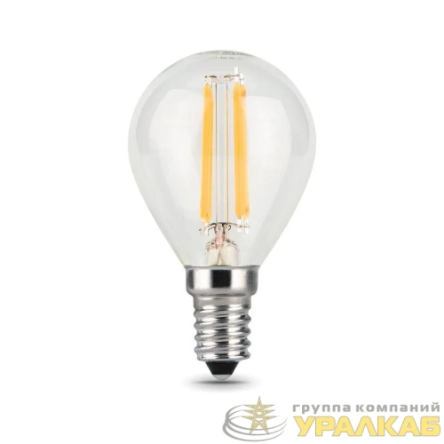 Лампа светодиодная филаментная Black Filament 7Вт P45 шар 2700К тепл. бел. E14 550лм GAUSS 