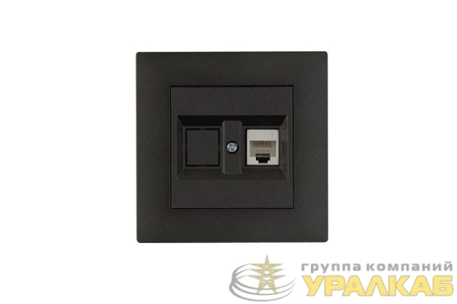 Розетка компьютерная CAT 5+гнездо Karea RIZZ STAR дым. металлик Makel 