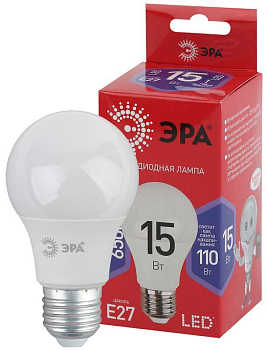 Лампа светодиодная ECO LED A60-15W-865-E27 R (диод груша 15Вт холодн E27) (10/100/1500) ЭРА 