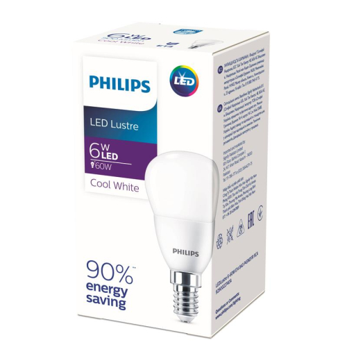 Лампа светодиодная Ecohome LEDLustre 6-60W E14 840 P45NDFR Philips 