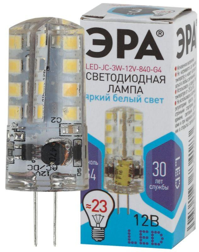 Лампа светодиодная LED-JC-3W-12V-840-G4 240лм ЭРА 
