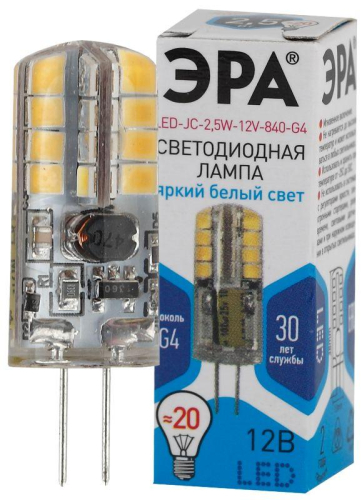 Лампа светодиодная LED-JC-2.5W-12V-840-G4 200лм ЭРА 