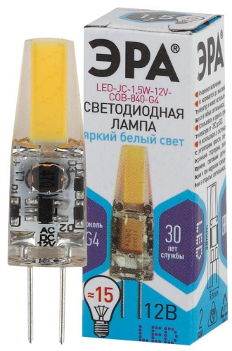 Лампа светодиодная LED-JC-1.5W-12V-COB-840-G4 120лм ЭРА 