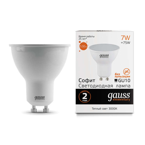 Лампа светодиодная Elementary MR16 7Вт 3000К GU10 530лм Gauss 