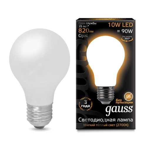 Лампа светодиодная филаментная Black Filament 10Вт A60 2700К E27 опал Gauss 