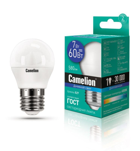 Лампа светодиодная LED7-G45/865/E27 7Вт 220В Camelion 
