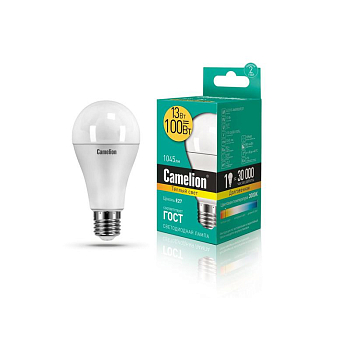 Лампа светодиодная LED13-A60/830/E27 13Вт грушевидная 3000К тепл. бел. E27 1045лм 220-240В Camelion 