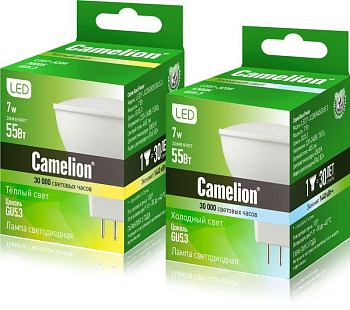 Лампа светодиодная LED7 JCDR/830/GU5.3 7Вт 3000К тепл. бел. GU5.3 460лм 220-240В Camelion 