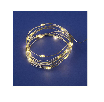 Гирлянда LED на батарейках ULD-S0200-020/SСB/2AA WARM WHITE IP20 DEW 2AA (не в/к) "Роса" 2м 20 диодов тепл.бел. провод медн. Uniel 