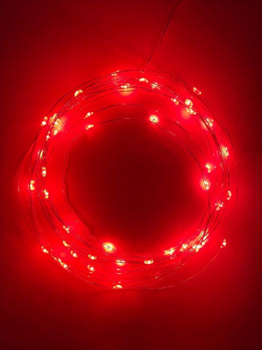 Гирлянда светодиодная "Нить" 5м 50LED красн. свет АА ЭРА 