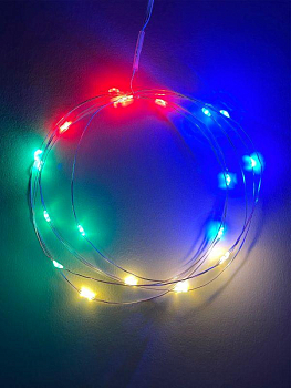 Гирлянда светодиодная "Нить" 2м 20LED АА IP20 мультиколор ЭРА 