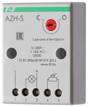 Фотореле AZH-S (выносной фотодатчик IP-65 монтаж на плоскость 230В 16А 1НО IP20) F&F 