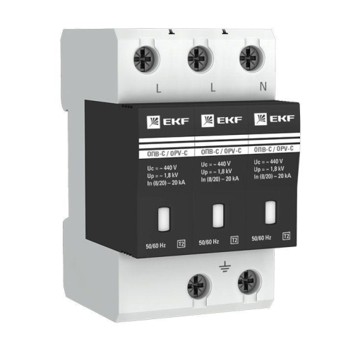 Ограничитель перенапряжения имп. ОПВ-C/3P 20кА 400В EKF 
