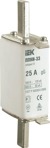 Вставка плавкая ППНИ-33 25А габарит 0 IEK 