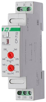 Реле напряжения CP-710 (однофазный; контроль верхнего и нижнего значений напряжения; монтаж на DIN-рейке 35мм; 230В 16А 1P IP20) F&F 