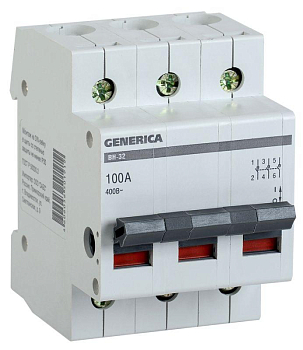 Выключатель нагрузки (мини-рубильник) 3п ВН-32 100А GENERICA IEK 