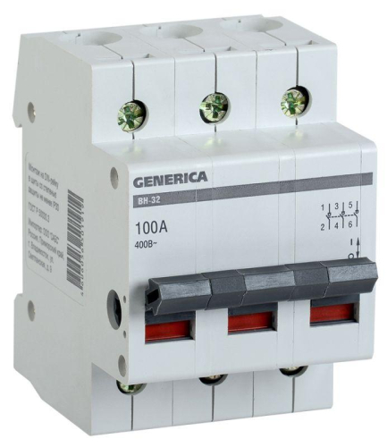 Выключатель нагрузки (мини-рубильник) 3п ВН-32 100А GENERICA IEK 