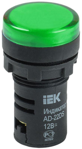 Арматура светосигнальная AD-22DS 12В AC/DC зел. IEK 