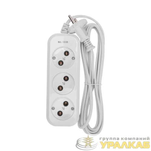 Удлинитель 3х3м без заземл. 2х0.75 бел. PROCONNECT 