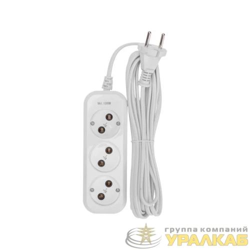 Удлинитель 3х5м без заземл. 2х0.75 бел. PROCONNECT 