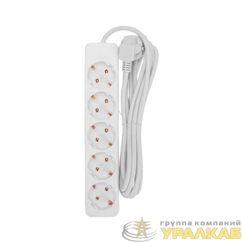 Удлинитель 5х3м с заземл. 3х0.75 бел. PROCONNECT 