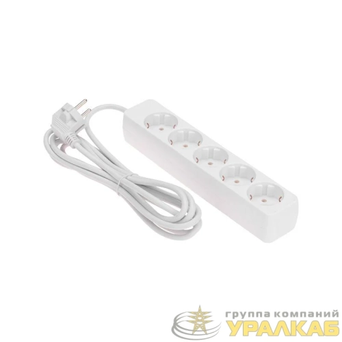 Удлинитель 5х3м с заземл. 3х0.75 бел. PROCONNECT 