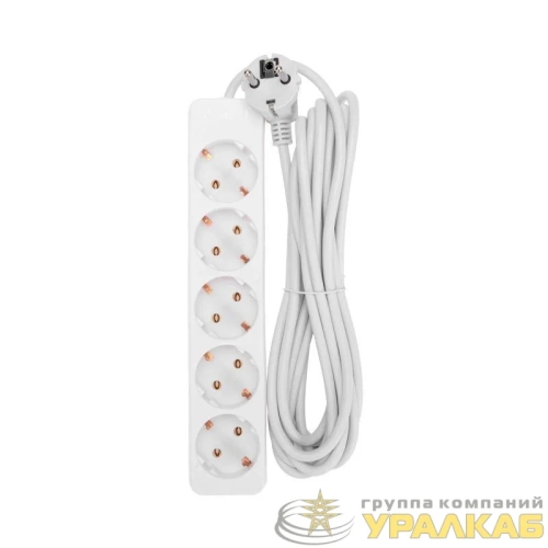 Удлинитель 5х5м с заземл. 3х0.75 бел. PROCONNECT 