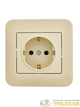 Розетка 1-м СП ASTI 16А IP20 с заземл. защ. шторки термопласт в сборе крем. LEZARD 