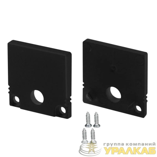 Заглушка SL-SLIM20-H20 BLACK с отверстием пластик (комплект) Arlight 